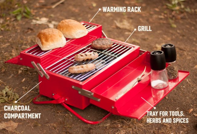 The barbecue-in-a-box costs $120 and is perfect for a trip to the beach, park, or wherever you'd like to get your grilling done.
