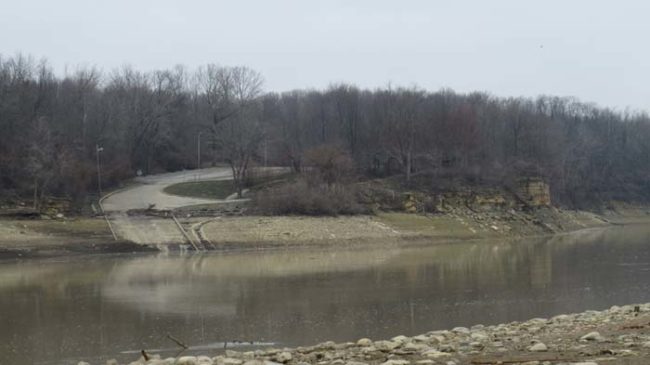 This photo shows the reservoir that usually spills over into the ghost town.