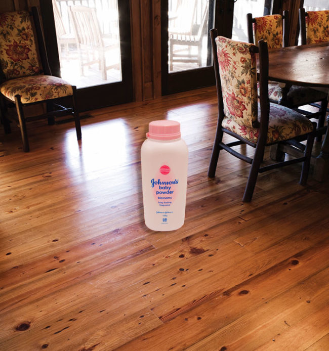 Stop creaky floorboards from making noise by dusting some baby powder into the affected area.