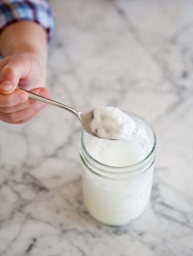 Froth milk in the microwave by adding it to a mason jar, shaking for 30 seconds, then microwaving for 30 seconds.