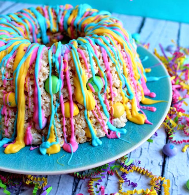 Is anything more magnificent than this spring Rice Krispies cake?