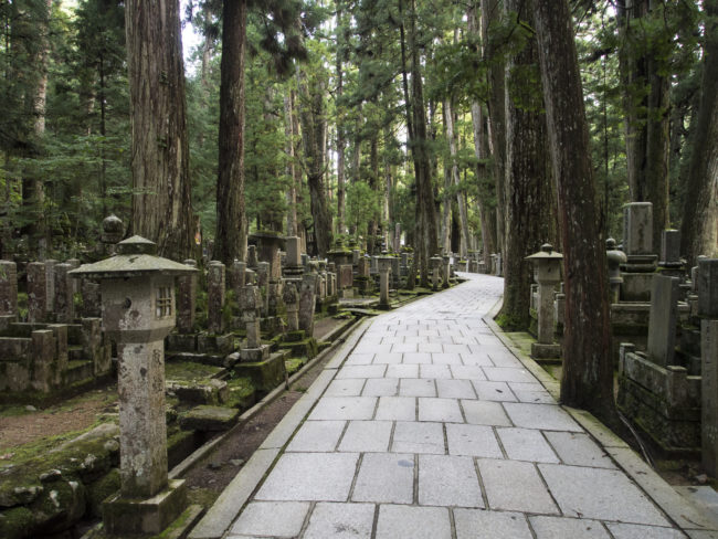 As you walk down this 1.2 mile path through the forest of Mount Koya, you will find graves on either side of you. These silent memorials rest in Okunoin, which is Japan's largest cemetery.