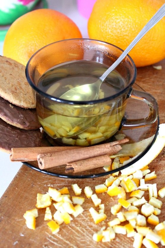 Chop up your peels and throw them in some hot water for a <a href="http://theseamanmom.com/orange-peel-tea-recipe/" target="_blank">restorative tea</a>.