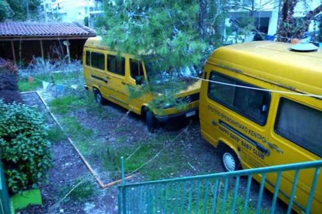 The explorer also found some old school buses in the back.