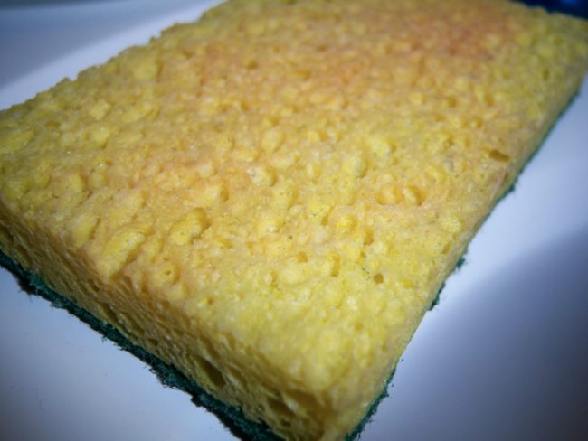 Clean dirty sponges by soaking them overnight in a salt-water solution that's 1/4 cup salt per one quart of water.