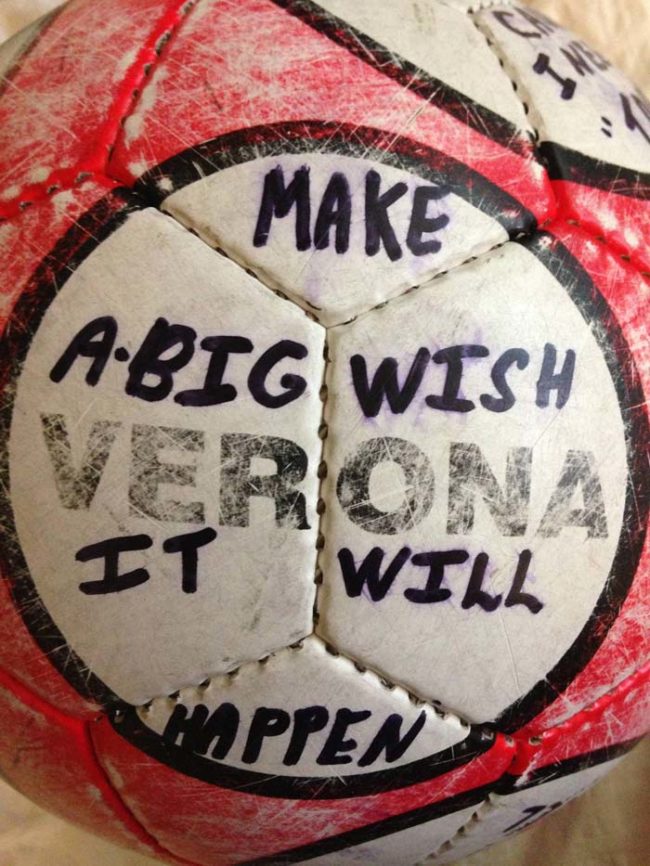 Just when they thought they were safe, this soccer ball with disturbing phrases written on it was tossed onto their lawn.