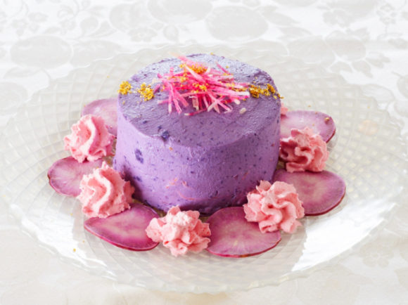 This princess-party-worthy confection, for example, rests on a bed of lies (and beets).