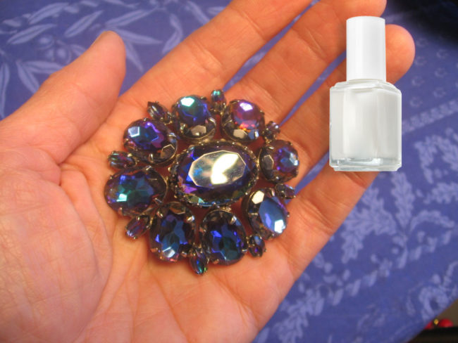 Apply clear nail polish to costume jewelry to keep it from discoloring your skin or losing its shine.