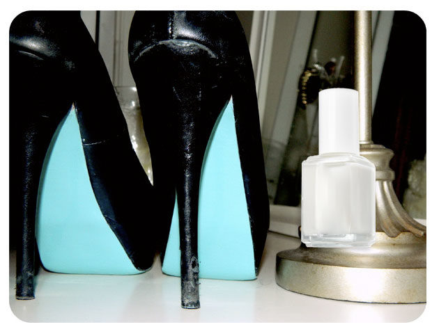Paint the bottoms of your shoes with a fun color. You can also hide scuffs with your shoe's same polish palette. 