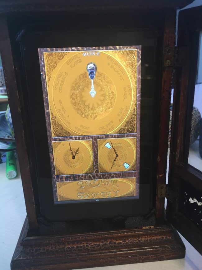 By setting that image as the Kindle's background and linking time, weather, and social media apps, he managed to create this insanely convincing Weasley clock that also happens to be fully functional!