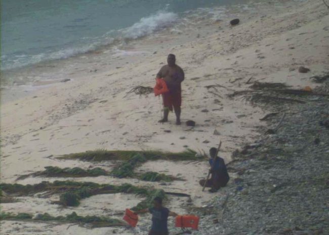 After a few days, the stranded men started panicking, so they gathered some palm fronds and got down to business.