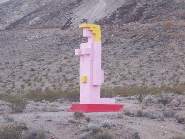 The weirdest thing about this naked LEGO woman is that it was built in the middle of the desert.