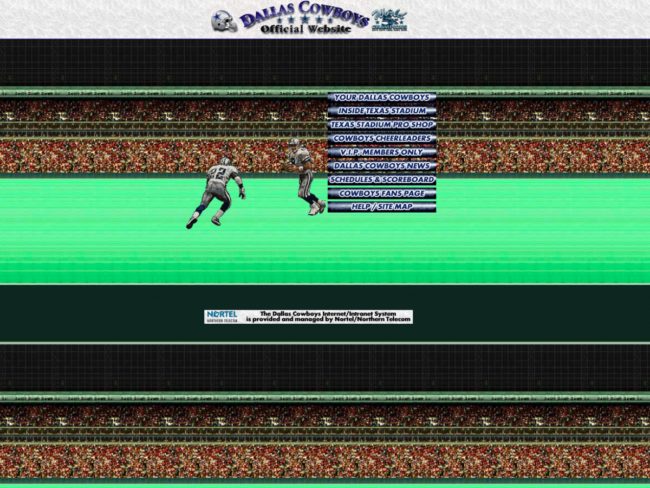 The Dallas Cowboys website looked more like an old-fashioned video game.