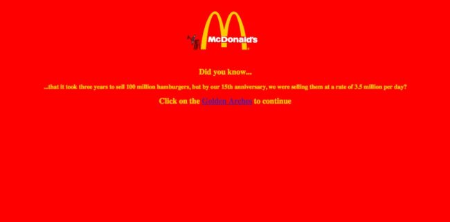 Ah, McDonald's. Remember when your site looked like an error page?