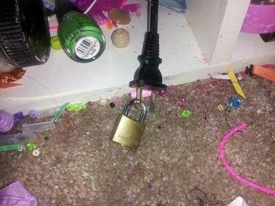 Put padlocks on plugs so there's no risk of your little tykes playing with them.