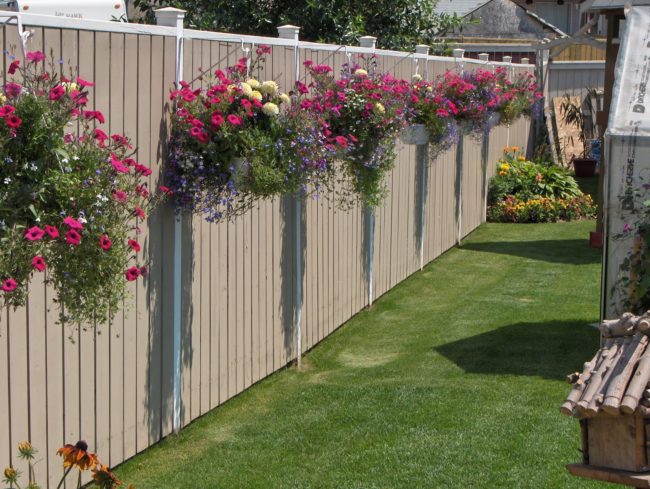 You can also cover your fence with hanging planters.