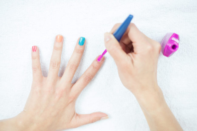 Similarly, rub the petroleum jelly around your nails. If you make any manicure mistakes, just wipe them away at the end!