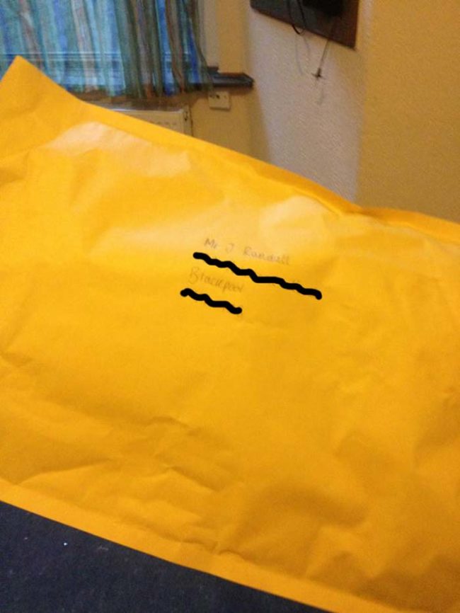Here is one of the packages in question. It looked pretty standard, aside from the fact that there wasn't a return address.