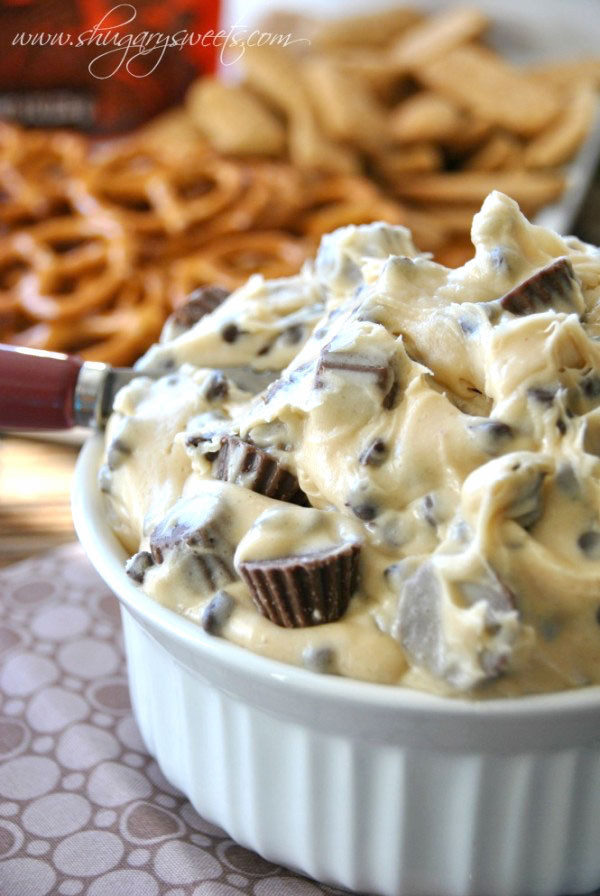 This Reese’s <a href="http://www.shugarysweets.com/2013/01/reeses-peanut-butter-cookie-dough-dip" target="_blank">peanut butter cookie dough dip</a> gives the classic a sophisticated update.