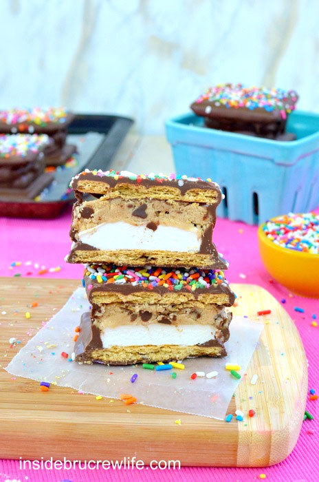 Or you could just embrace you childish side with these <a href="http://insidebrucrewlife.com/2013/07/no-bake-cookie-dough-smores/" target="_blank">no-bake cookie dough s'mores</a>.