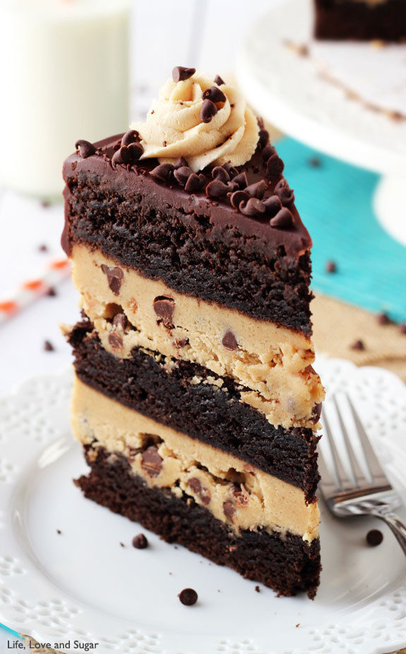 I love brownies, cakes, and cookie dough, so this <a href="http://www.lifeloveandsugar.com/2014/03/26/peanut-butter-cookie-dough-brownie-layer-cake-recipe/" target="_blank">peanut butter layered confection</a> is for me.