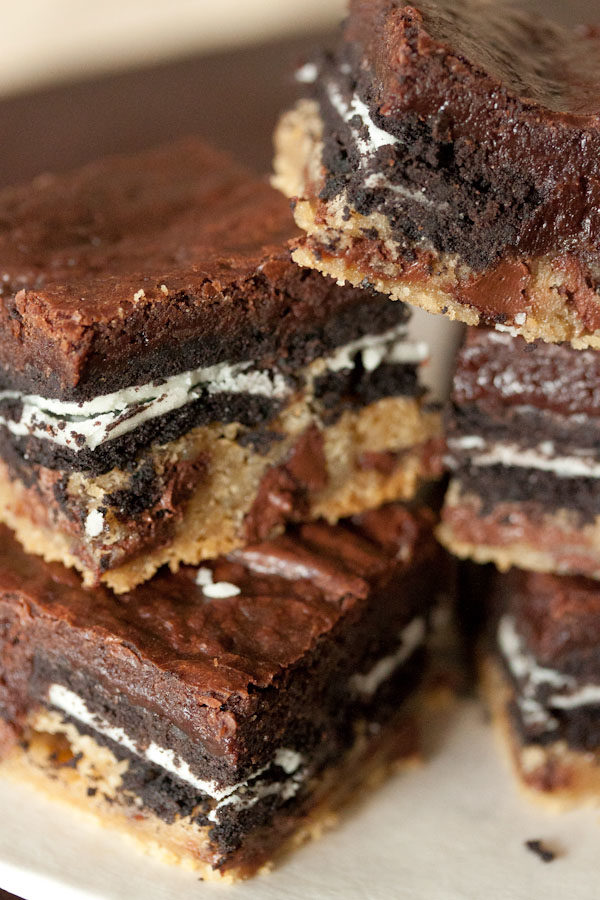 Then again, this <em>menage &agrave; trois</em> of <a href="http://www.recipegirl.com/2012/05/29/chocolate-chip-cookie-dough-brownies-take-two/" target="_blank">Oreos, brownies, and cookie dough</a> might be more your speed.