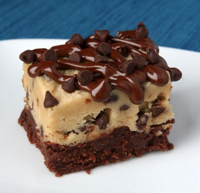 This is a beautiful marriage between <a href="http://www.recipegirl.com/2012/05/29/chocolate-chip-cookie-dough-brownies-take-two/" target="_blank">brownies and cookie dough</a>.