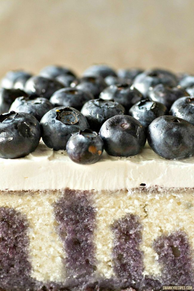 This <a href="http://www.swankyrecipes.com/blueberry-poke-cake.html" target="_blank">blueberry poke cake</a> isn't just pretty to look at, it's tasty too!