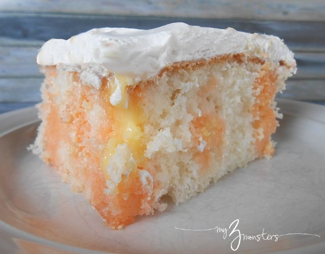 Vanilla pudding + orange Jell-O = <a href="http://www.my3monsters.com/2013/03/orange-dream-cake.html" target="_blank">this beautiful creation</a>.