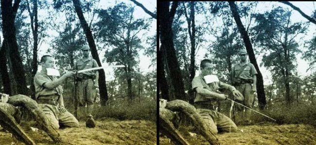 During the ceremony, a second person stood by and executed a killing blow when the time was right.