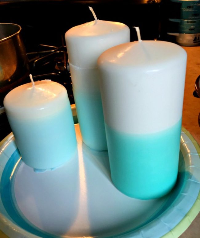 You can also just dip-dye candles with crayon wax.