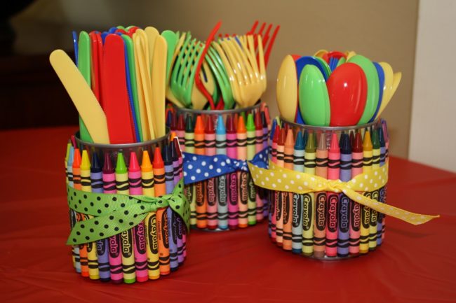 Turn your crayons into cute utensil (or pencil) holders.