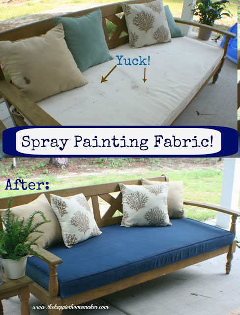 Turns out, you can <a href="http://www.thehappierhomemaker.com/2012/07/spray-painting-fabric-with-giveaway/" target="_blank">spray-paint fabric</a>, too.