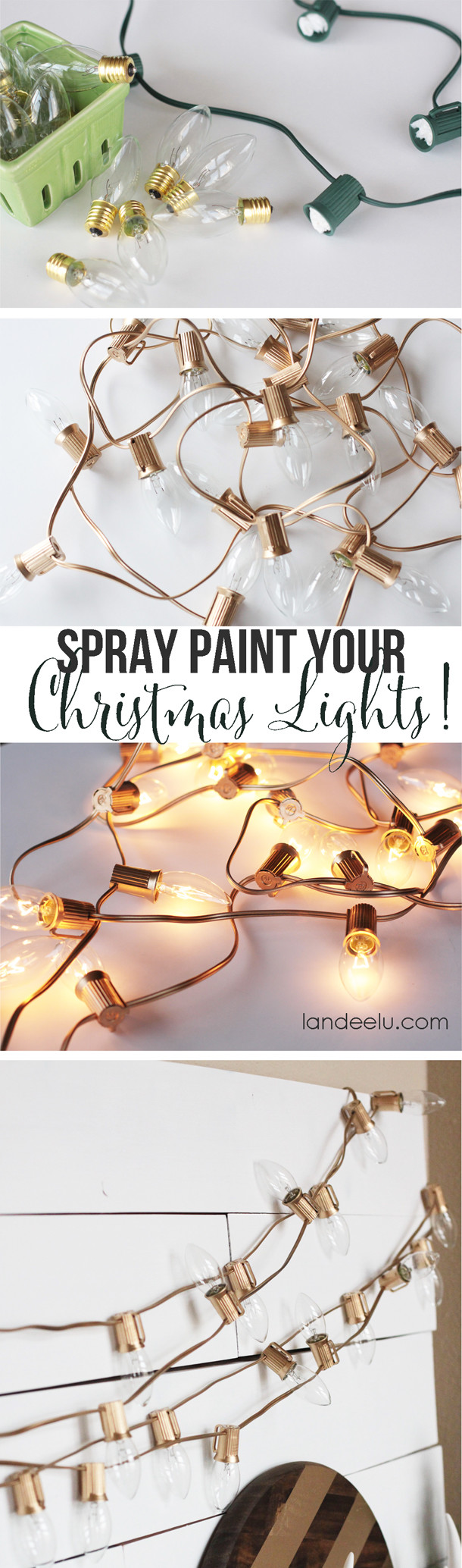 Really make things regal with these beautifully <a href="http://www.landeeseelandeedo.com/2014/12/gold-christmas-decor-mantel-details.html" target="_blank">updated lights</a>.