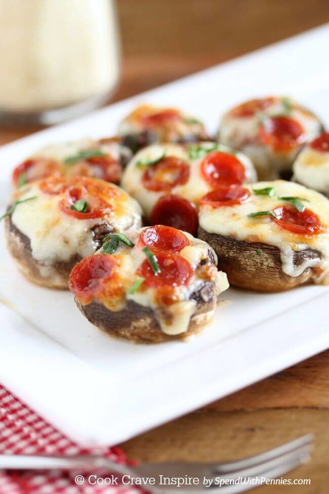 Or...make them <a href="http://www.spendwithpennies.com/pizza-stuffed-mushrooms/" target="_blank">mini</a> (again)!