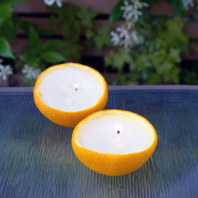 Make your own citronella candles in orange peels!