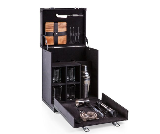 Three words: <a href="http://www.uncommongoods.com/product/travel-mini-bar" target="_blank">travel mini bar</a>. Enough said.