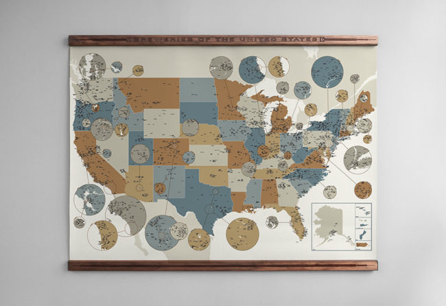 If your traveler has a thing for beer, this <a href="https://www.popchartlab.com/collections/prints-beer/products/breweries-of-the-united-states" target="_blank">brewery map</a> of the U.S. will make that empty wall in their apartment look nice and give them a little road-trip inspo!