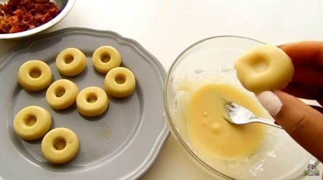 Then for the fun part! Dip the cooked and cooled donuts into the glaze.