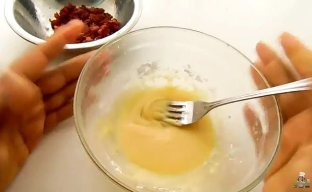 While the donuts are cooking, mix the glaze ingredients together in a bowl until combined.