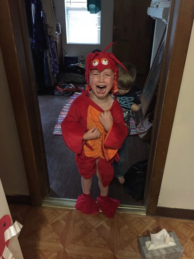 He was told that his lobster costume was too small.