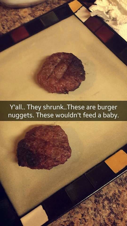 This might actually be her first time cooking burgers...ever.