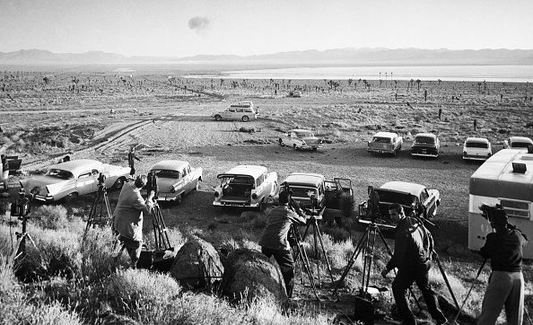 Blasts from the site were easily visible from the Las Vegas strip, and as you can imagine, the detonation of a nuclear weapon was a chilling, fascinating sight to behold. Visitors to Sin City clamored to take it all in.