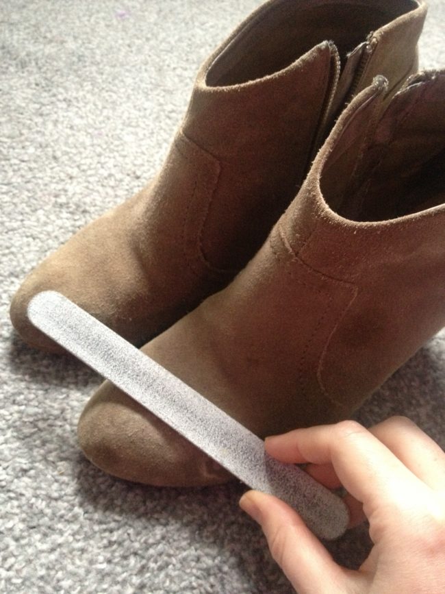 Buff away stains on your suede shoes with just a nail file.
