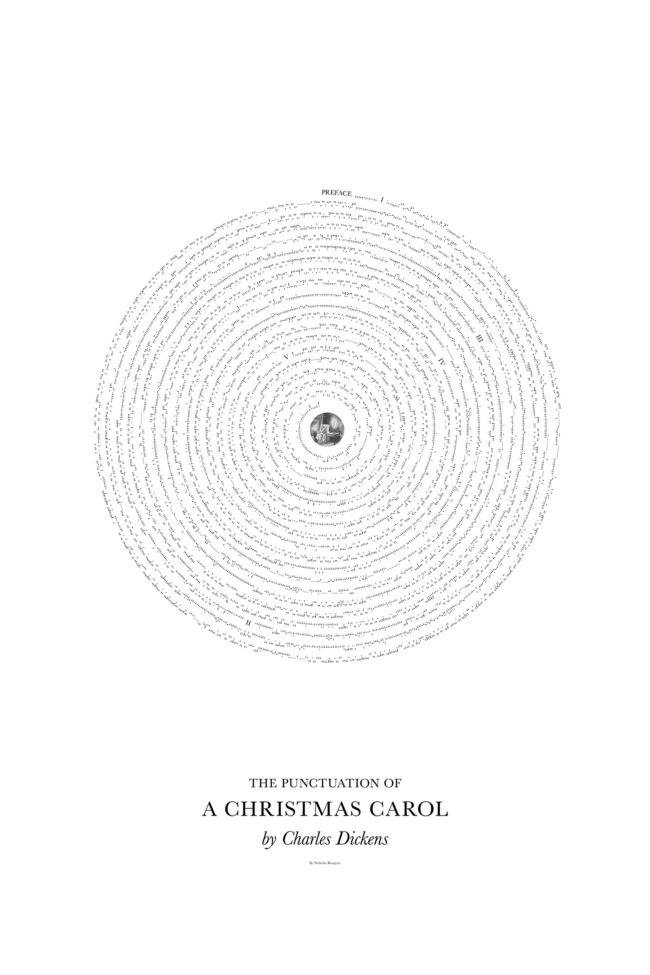 "After experimenting with a few ideas," he writes, "I ended up accidentally removing all the letters in some texts and saw that the punctuation left behind was interesting in its own right."