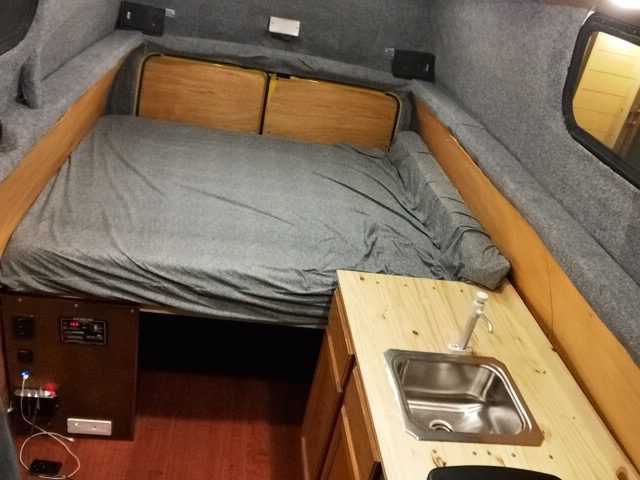 The bed has plenty of storage underneath it.