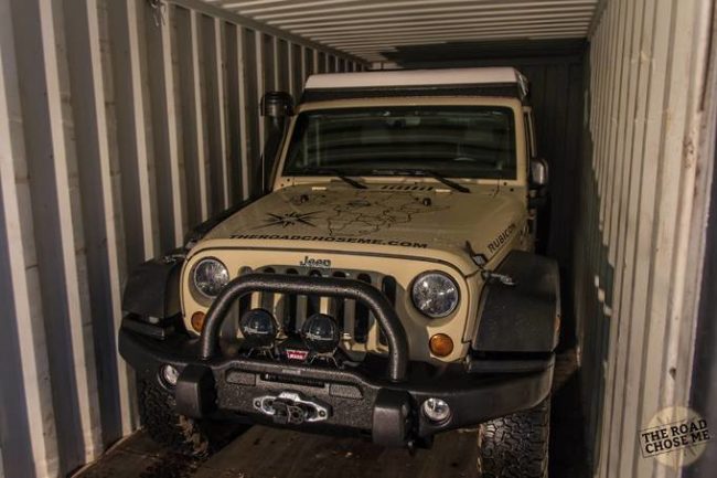 Then, it was time to ship out! The Jeep fit in a shipping container and set out across the Atlantic.