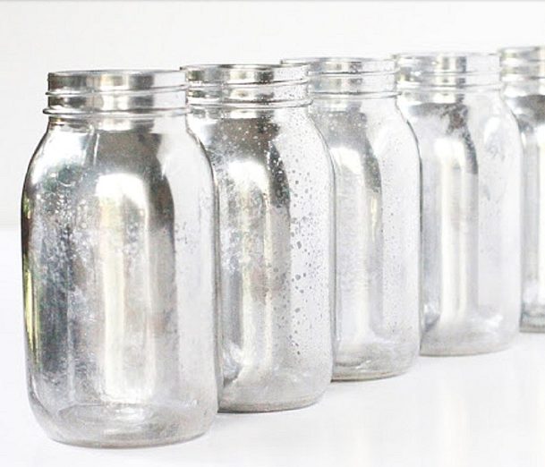 Does anyone else hoard Mason jars? <a href="http://www.landeeseelandeedo.com/2013/06/diy-mercury-glass.html" target="_blank">Give them new life</a> with some silver metallic spray paint!