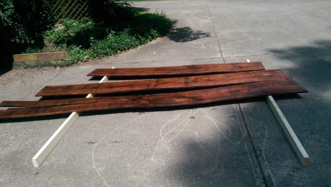 This rough-cut raw lumber would be made into a table.