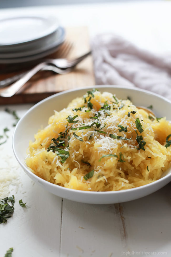 But if traditional spaghetti isn't your jam, try some <a href="http://www.joyfulhealthyeats.com/parmesan-herb-microwave-spaghetti-squash/" target="_blank">parmesan spaghetti squash</a>.